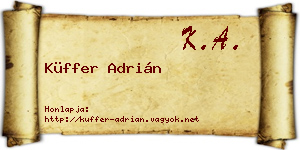 Küffer Adrián névjegykártya